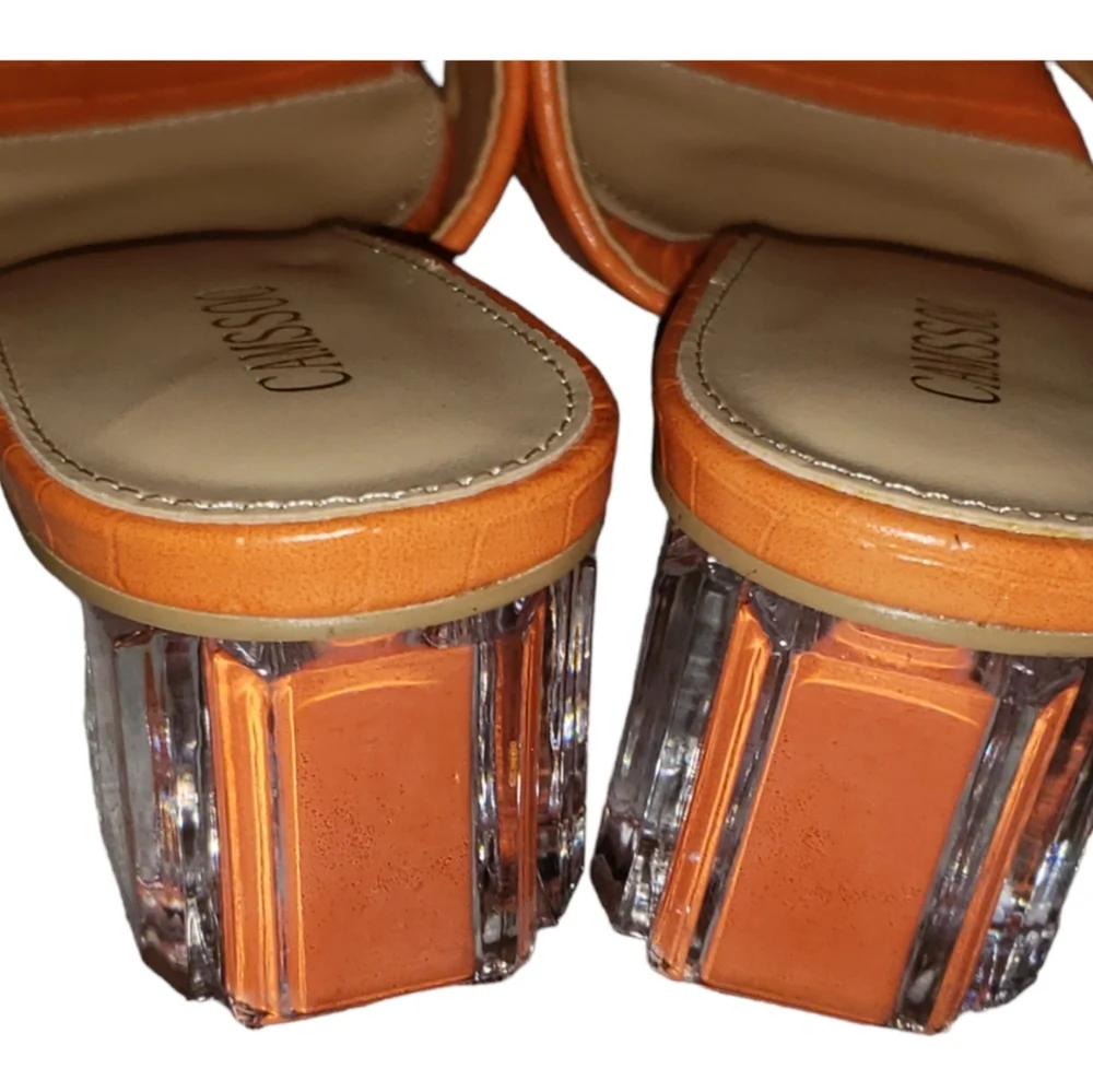 CAMSSOO BLOCK HEEL ORANGE SANDAL 👡 - Picture 5 of 6